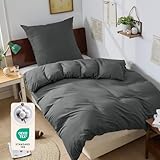 BEDELITE Bettwäsche 135x200 Baumwolle 2teilig - Bettwäsche-Sets Grau mit Reißverschluss, Bettbezug 135x200cm Anthrazit mit Kissenbezug 80x80 cm, Oeko-TEX Bedding weiche und kuschelige Bettwaren