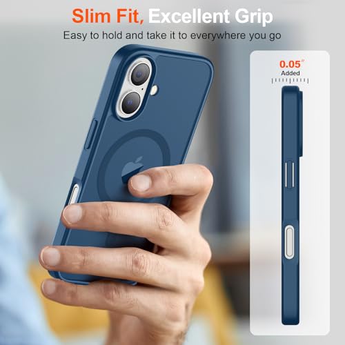 Image of SUPFINE Magnetic for iPhone 17 Case (Compatible with MagSafe)(Military Grade Drop Protection) Translucent Matte Shockproof with Anti-Fingerprint Phone Cover 2025,Deep Blue