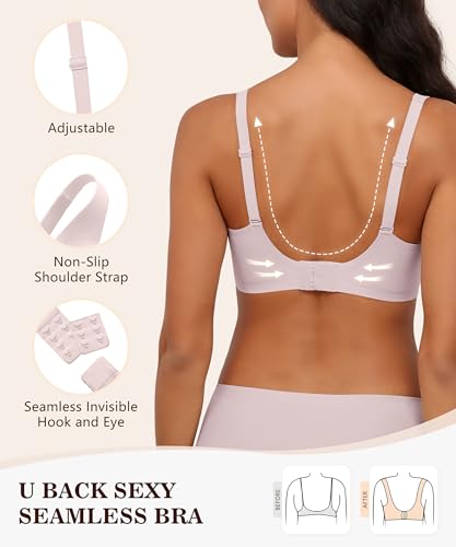 Image of Xcutting Bra for Women Wireless No Underwire Seamless Full Coverage Deep V Bralettes Everyday Comfortable Soft