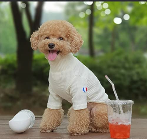 犬 服 ニット 長袖 Tシャツ 春 秋 冬 犬 フランス 犬の服 シンプル かわいい ペット服 ドッグウェア doggystar ドッギースター (XL, アイボリー)