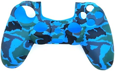 PS4 Controller Skin (1 Pair L2 R2 Trigger Extender+4 Thumb Grips+4 LED Light Bar Decal) Anti-Slip Silicone Cover Protector Sleeve Case for DualShock 4 PS4/PS4 Slim/PS4 Pro Controller (Blue camouflage) - 4