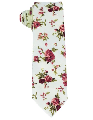 Image of Kebocis Mens Skinny Cotton Floral Tie for Men