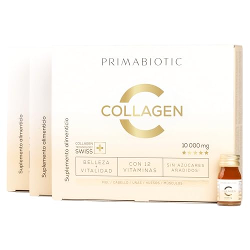 Colágeno Bebible – Primabiotic Collagen 10 000 mg | 90 Botellitas de 30 ml (2700 ml) | Complemento Alimenticio Bebible para el Cuidado de la Piel | Apoyo para Piel, Cabello y Articulaciones