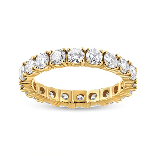 Haus of Brilliance 14K Yellow Gold 2.00 Cttw Shared Prong Set Round Cut Diamond Eternity Band (J-K Color, VS1-VS2 Clarity) - Ring Size 6.75