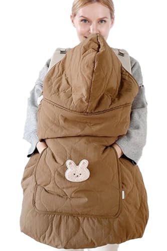 Image of Baby Carrier Cover Stroller Cover,Newborn Hooded Stretchy Cloak,Soft Kangaroo Hoodie for Mom Baby,Suit for All Seasons (Coffee)