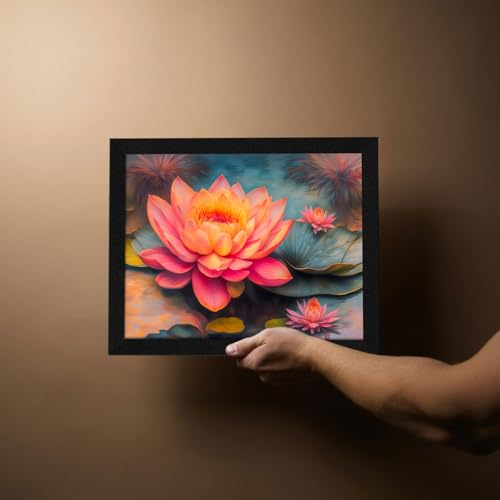 Image of ArtX Paper Bloomed Lotus Painting For Vastu, Wall Art, Lotus Painting For Wall Vastu, Wall Decor, Multicolor, Nature, 13.0 X 10.0 inch, Set of 1