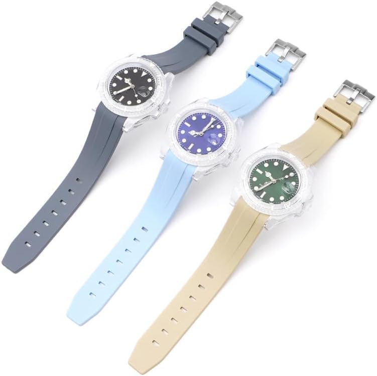 [PUYATEFG] オメガスピードマスターウォッチ交換用バンドカーブドノーギャップラバーストラップメンズ女性20mm 21mm 2