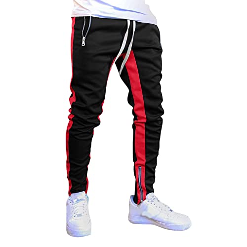 Generisch Pantalones de chándal para hombre: pantalones de chándal Y2K Pantalones deportivos con cordón Pantalones de entrenamiento con rayas en los lados Pantalones de chándal Slim Fit Pantalones de