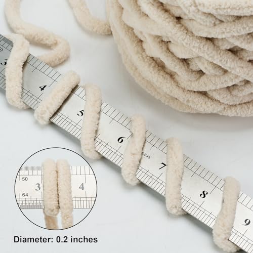 Image of INNDUN Blanket Yarn 100g /3.5oz - Beige Chenille Yarn 6 Super Bulky - 72 Yards - Knitting, Crocheting & Crafts Chunky Yarn