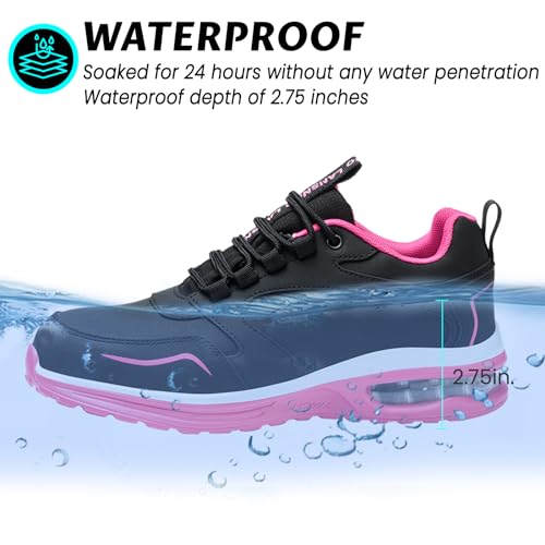 Image of LANSNBO Waterproof Steel Toe Shoes for Women Non Slip Sneakers
