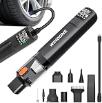 Nettoyeur à vide & Gonflateur de pneus 2-in-1, 15000pa Aspiration Mini Aspirateur avec 150PSI portatif Air Compresseur, Air Pompe avec LED Mesure de pression et de lumière, Charge de type C, Convient pour la moto de voiture boule