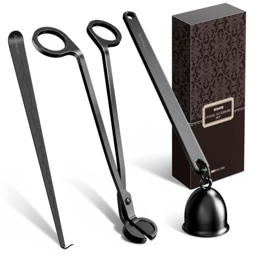 RONXS 3 in 1 Candle Wick Trimmer Set, Snuffer, Dipper, Cutter, Black