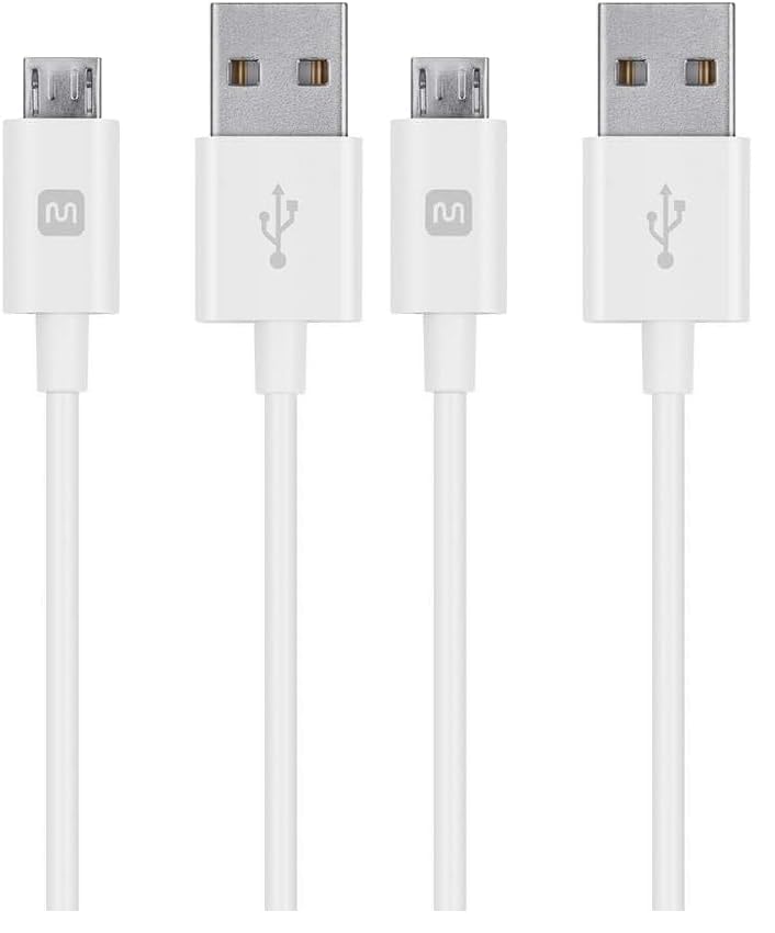 Monoprice USB Type-A to Micro Type-B Cable - Polycarbonate Connector Heads, 2.4 Amp, 22/30AWG, 3 Feet, White - Select Series, 3ft (Pack of 2) image 5