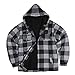 Gary Com Heavyweight Fleece Jacket Men with Hooded Sherpa Lined Warm Zip Up Buffalo Plaid Winter Coat Grey 4XL