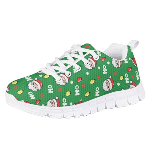 Forchrinse Boys Girls Christmas Sneakers Kids Lace up Tennis Shoes Lightweight Breathable Walking Running Shoes