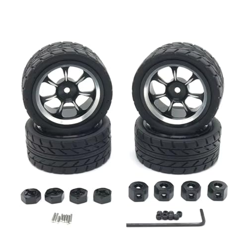 RC�J�[�̕i���� For WLtoys For WPL For MN LC 1/18 1/16 1/14 1/12 RC�J�[�p�[�c ���^���A�b�v�O���[�h�J���[ ���[�V���O65mm�z�C�[���p(Black)