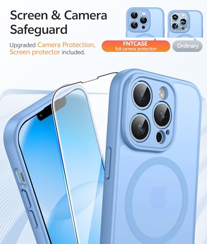 Image of FNTCASE for iPhone 13 Pro Case: [Compatible with Magsafe] Translucent Matte Cases with [Full Camera Protection] [Screen Protector] Military Grade Shockproof Protective Phone Cover - Light Blue