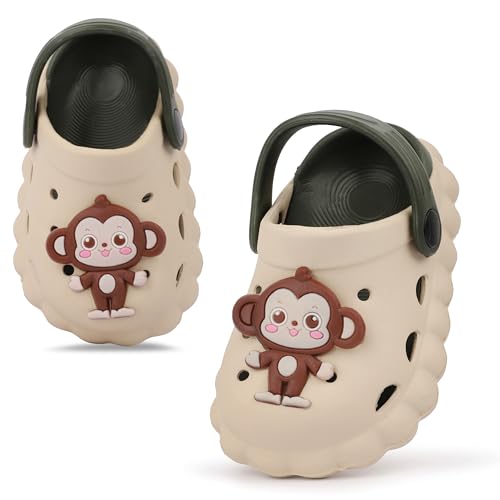 Image of GLJ Monkey Design Kids Clog Shoes - Comfortable Indoor and Outdoor Sandals for Boys & Girls 3150