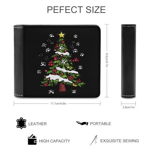 Cute Dog Paws Christmas Tree Funny Bifold Wallets for Men Slim Front Pocket Purse with Multiple Card Slots2