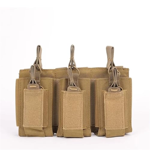 MOLLE Bolsa Táctica Triple For Revistas, Soporte For Munición De Camuflaje con Clips De Cartucho De Acceso Rápido, Chaleco/cinturón mag Carrier For Equipo De Combate Y Exteriores(Khaki)