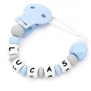 Sujetachupetes Personalizado Baby Sweet Azul | Alivio molestias de dentición | Certificado Normativa Europea EN-71 (Azul)