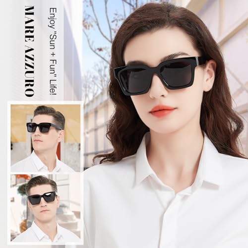 MARE AZZURO Vintage Oversized Square Sunglasses Women Men, Retro Cool Big Sun Glasses UV400 Protection2