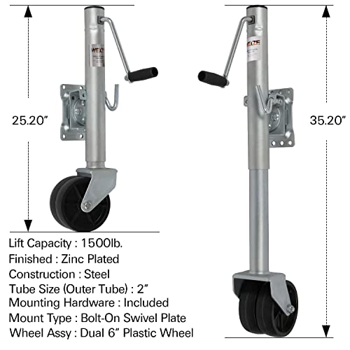 Weize Trailer Jack, Heavy Duty Swivel Boat Trailer Jack With Dual Wheels, 10" Lift, 1500 Lbs #TOP3
