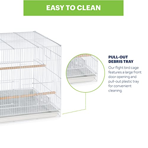 Image of Prevue Pet Products Flight Cage Metal Steel Bird Crate, Multi-Bird Home Stackable Cage for Birds, Home Crate for Extra-Small Pet Parakeets, Finches, and More, White