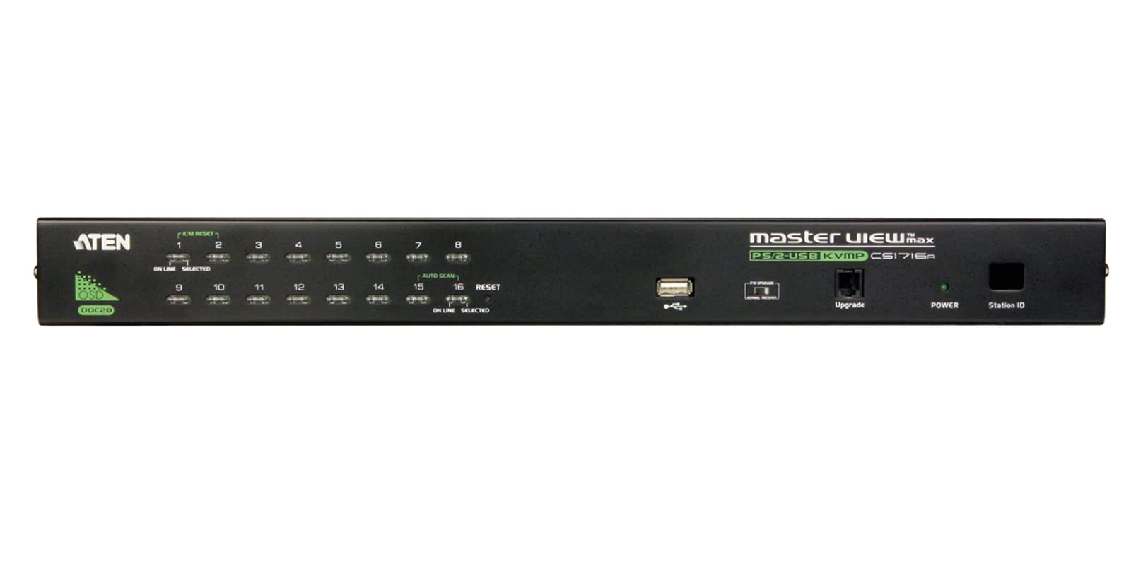 Aten CS1716A commutateur écran, Clavier et Souris Grille de Montage Noir