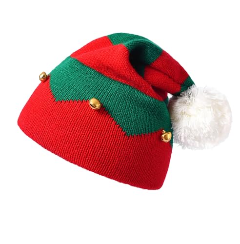 IZUS Gorro de Elfo de Natal para Mulheres-Homens - Chapéu de Malha Quente de Natal Adulto Inverno Br