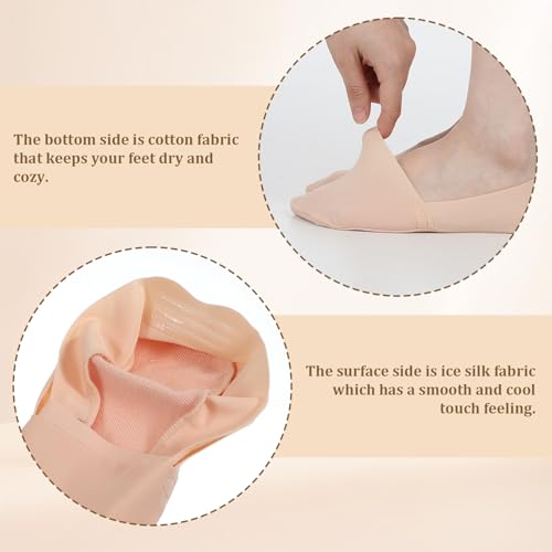 6 Pairs Thin No Show Socks Womens, Non Slip Invisible Nylon Sock for Women,No Show Socks Womens for Flats Loafers,Low Liner Sock with Pads (3 Nude+3 Black)3