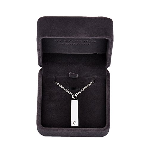 Valyria Rectangle Charm Urn Pendant Necklace Stainless Steel Silver Memorial Ash Keepsake #TOP3