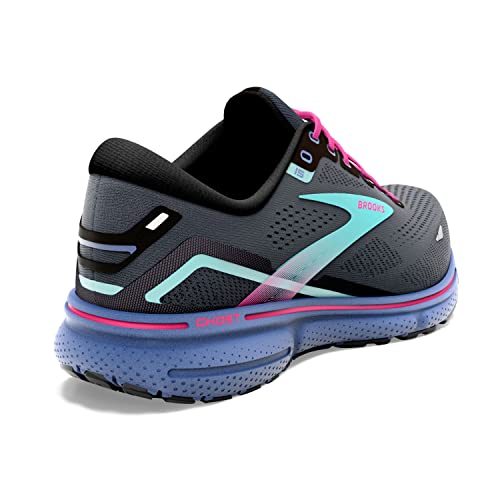 Brooks Women's Ghost 15 Neutral Running Shoe - Black/Blue/Aruba - 9 Medium #TOP4