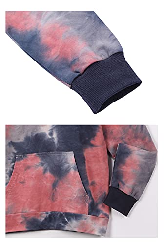 Image of Deeorla Little Boys Girls Cotton Tie Dye Hoodies Long Sleeve Pullover Sweatshirts for Big Kids 5-15Years