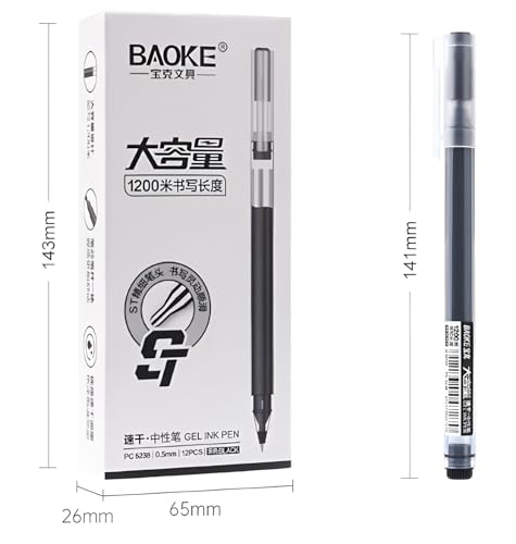BaoKe PC5238 Bolígrafos de gel 0.5mm punta fina, pack 12 miniatura 3