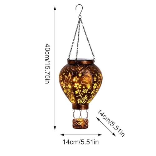 Farol solar metálico tipo globo aerostático para un sendero de jardín mágico 6
