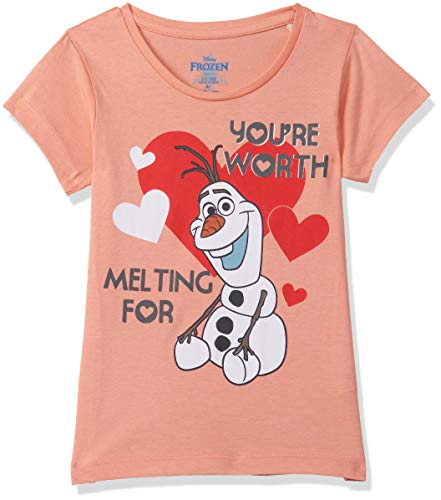 Image of Disney Frozen Girl's Solid Regular Fit T-Shirt
