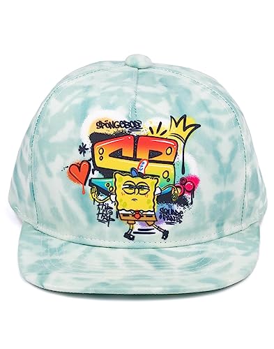 SpongeBob Squarepants Kids Snapback Cap | Tie Dye Summer Hat | Graffiti Sponge Bob Graphic Cap | Adjustable Clasp Headwear Multicolor2