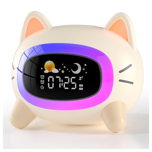 Kids Alarm Clock Ok to Wake Alarm Clock for Kids, Toddlers Night Light Clock for Bedroom, Cat Alarm Clock with Sleep Training and Sound Machine, Birthday Gift for Boy Girls Children