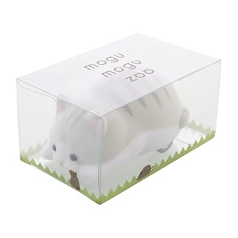 Sun-Star Mogu Mogu Zoo Tabletop Cleaner Portable Manual Cleaner Mini Table Dust Sweeper Great Gift, Silver Tabby S8902356