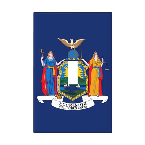 Cubiertas de salida con estampado de bandera de Nueva York, 1 placa de pared de tamaño estándar, cubiertas de placas frontales de policarbonato de doble salida