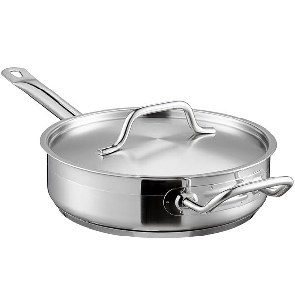 SS1 Series 3 Qt Stainless Steel Saute Pan with Lid by Glownary – Regular, 3.0 quarts, Stainless Steel, Silver, Model 473ssautpn3
