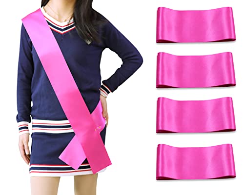 4 Pack Hot pink Blank Sashes,Plain Satin Sash for Pageants,Senior Sash,Custom Sash,DIY Personalized Sash for Prom,Birthday Party Decorations.