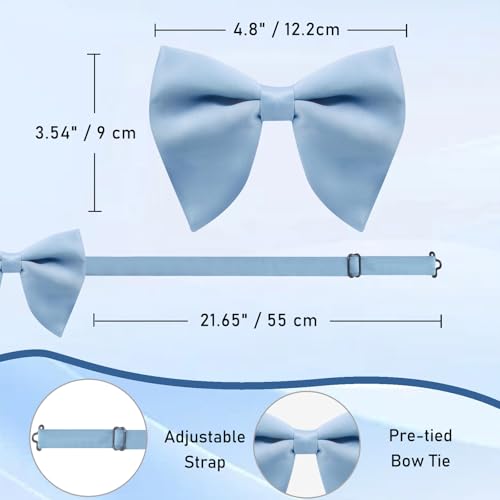 Image of Luckyvestir Oversized Bow Ties for Men, Pre Tied Clip on Men's Black Bowtie for Wedding Tuxedo Banquets Formal Wear