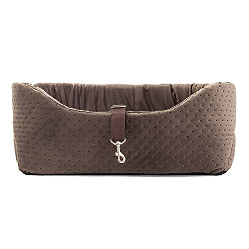 BOUTIQUE ZOO Hunde Autositz Universal Waschbar Abriebfest, Autositz Hund für Vordersitz, Beifahrersitz, Rückbank, Hundebett Hundetasche, M: 51 cm x 40 cm, Braun - Wildlederimitat