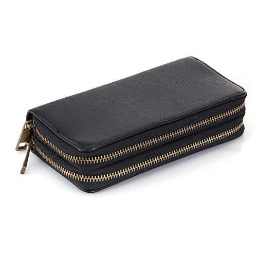 Image of XEYOU Double Zipper Long Clutch Wallet Cellphone Wallet for Women with Removable Wristlet Strap for Credit Card, Cash, Coin, Bill