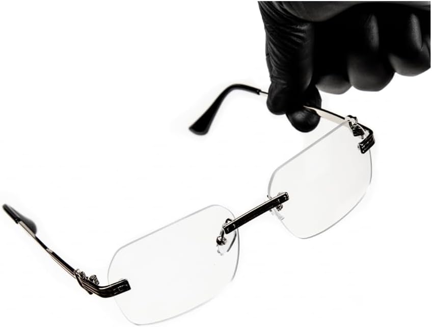 Men's Women's Silver Wire Metal Frame Rectangular Clear Tint Rimless Glasses Luxury Designer Unisex Hip Hop Fashion Retro Square Frameless Clear Lens Eye Glasses For Men