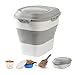 JOSUCLEN Dog Food Storage Container, Collapsible 50 lbs Large Pet Cat Food Container with Wheels, 25 lbs Airtight Kitchen Cereal Rice Storage with Transparent Lid, Folding Bowl, Measuring Cup, Spoon