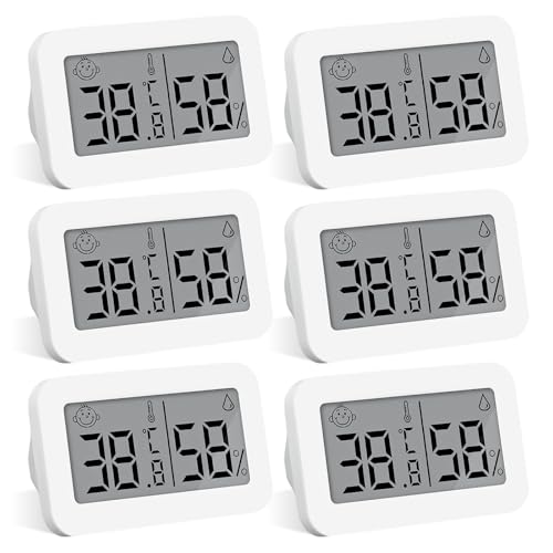 Mini thermomètre, 6 pièces thermomètre hygromètre, thermomètre extérieur, thermomètre numérique hygromètre, hygromètre de mesure d'humidité pour chambre de bébé, bureau, cave à vin, salon, bureau