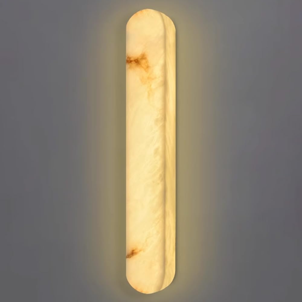 Trividha White/Light Oval Marble Wall Sconce Alabaster Wall Lighting Stone Wall Mount Lamp Led Bedroom Wall Bathroom Vanity Fixture For Living Room Bedroom Hallway Stairs Kitchen